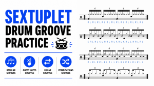 Sextuplet Drum Groove Practice – Regular, Ghost Notes, Linear & Permutations 🥁