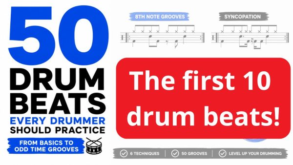 (First 10 drum beats) 50 Drum Beats Every Drummer Should Practice - FREE PDF