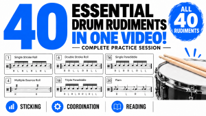 All 40 Essential Drum Rudiments in One Video! – Complete Practice Session 🥁